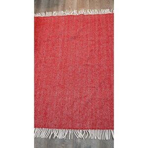 Vintage TWEEDMILL 100% Pure Wool British Made Throw Blanket 53" x 59" Fringes